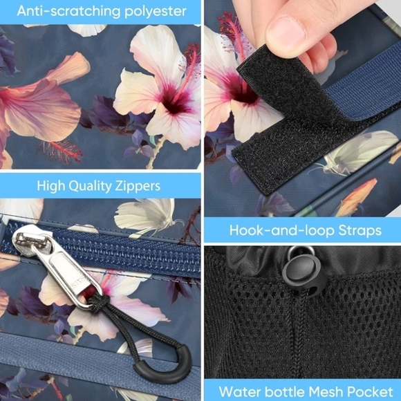 Large Floral Walker Tote Bag with Cup Holder Folding Walker Storage Basket Pouch - Picture 5 of 6